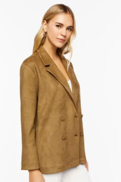 Faux Suede Notched Blazer