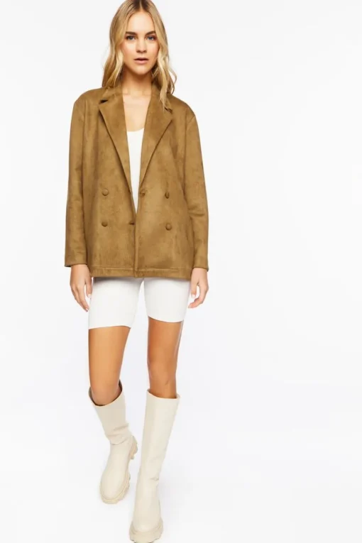 Faux Suede Notched Blazer