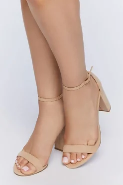 Faux Suede Open-Toe Heels