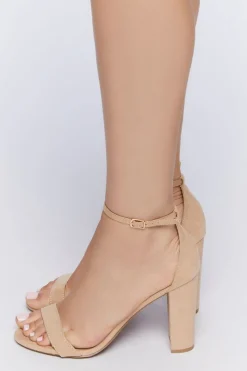 Faux Suede Open-Toe Heels