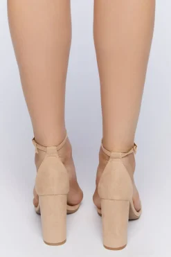Faux Suede Open-Toe Heels