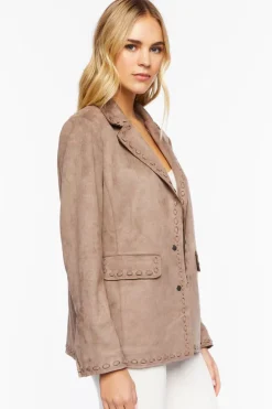 Faux Suede Peak Lapel Blazer