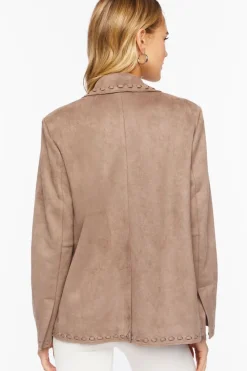 Faux Suede Peak Lapel Blazer