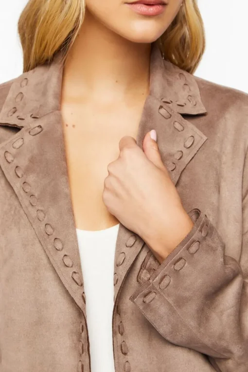 Faux Suede Peak Lapel Blazer