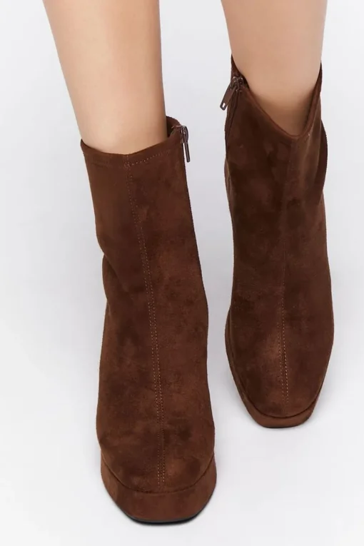 Faux Suede Platform Booties