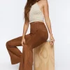 Faux Suede Split-Hem Pants