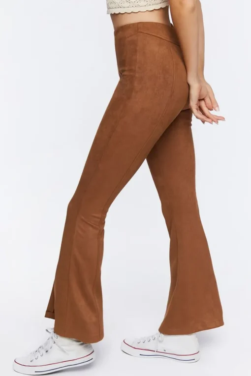 Faux Suede Split-Hem Pants
