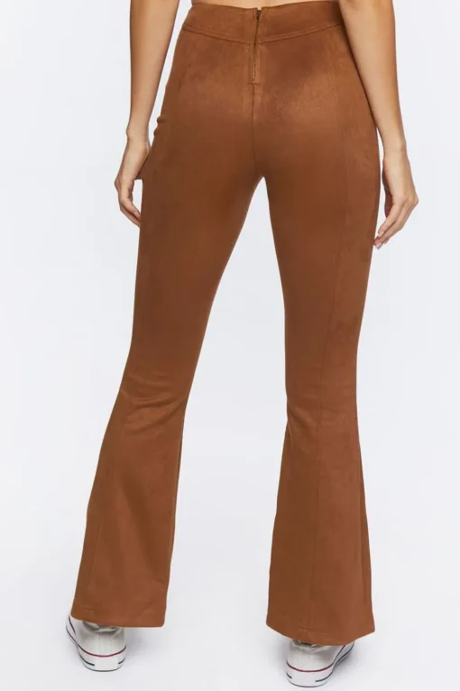 Faux Suede Split-Hem Pants