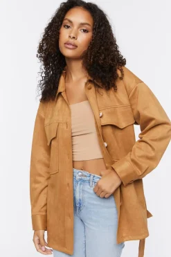 Faux Suede Trench Jacket
