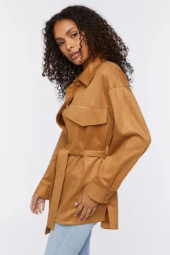 Faux Suede Trench Jacket