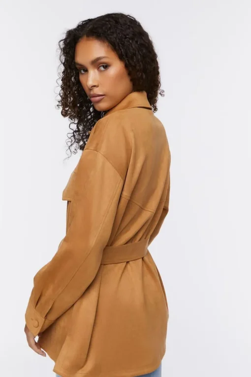 Faux Suede Trench Jacket