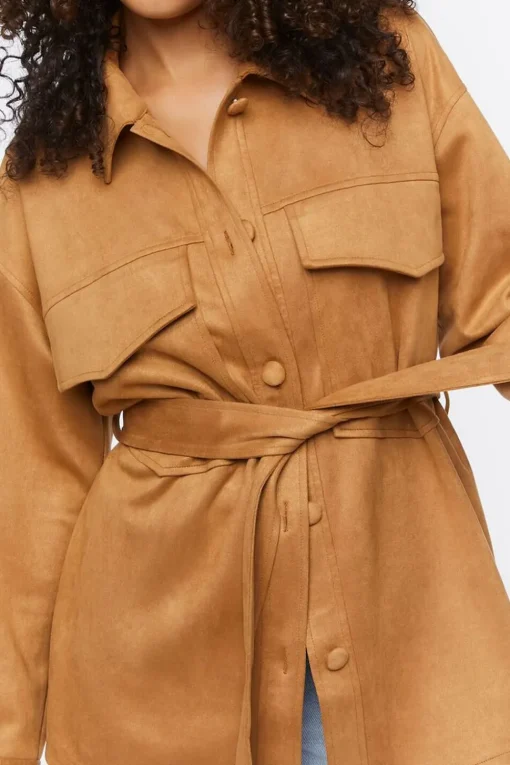 Faux Suede Trench Jacket