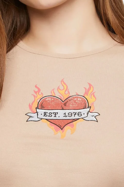 Flaming Heart Graphic Baby Tee