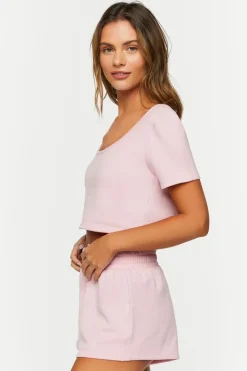 Fleece Crop Top & Shorts Pajama Set