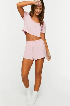 Fleece Crop Top & Shorts Pajama Set