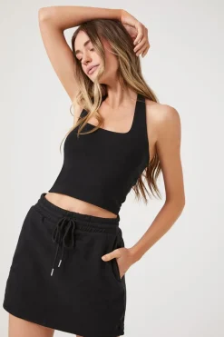 Fleece Drawstring Mini Skirt