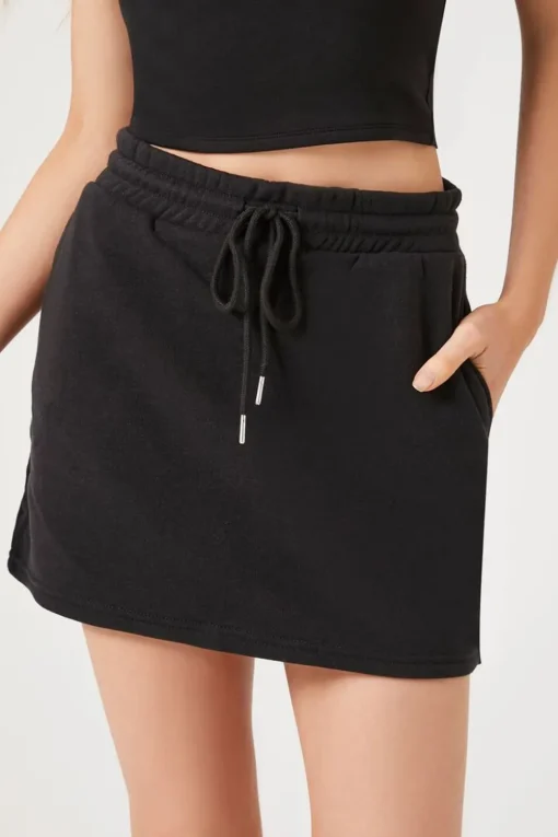 Fleece Drawstring Mini Skirt