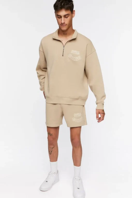 Flocked Still Going Graphic Half-Zip Pullover