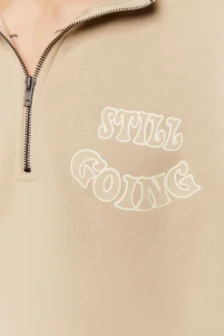 Flocked Still Going Graphic Half-Zip Pullover