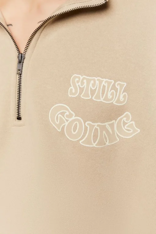 Flocked Still Going Graphic Half-Zip Pullover