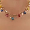 Floral & Faux Pearl Chain Necklace