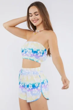 Floral Bandeau Crop Top & Shorts Set