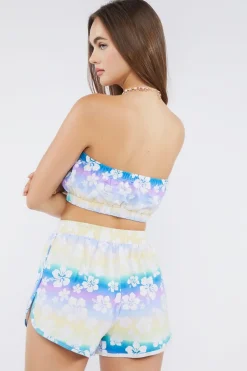 Floral Bandeau Crop Top & Shorts Set