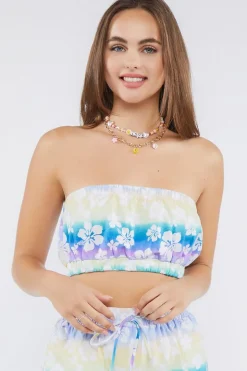 Floral Bandeau Crop Top & Shorts Set