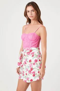 Floral Bustier Combo Wrap Dress