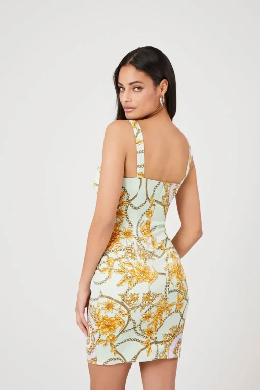 Floral Chain Print Mini Dress