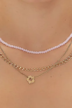 Floral Charm Layered Necklace Set