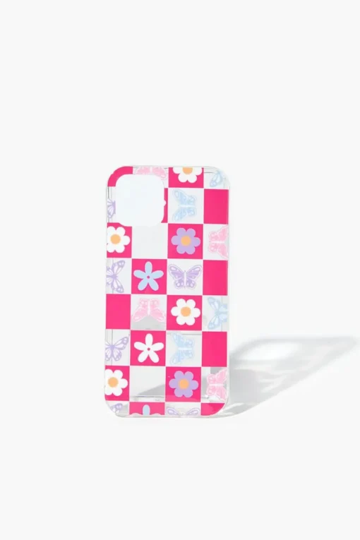 Floral Checkered Case For Iphone 12