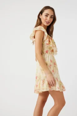 Floral Chiffon Flounce Mini Dress