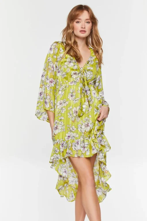 Floral Chiffon High-Low Dress
