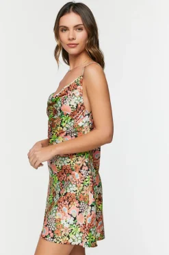 Floral Cowl Drawstring Cami Dress