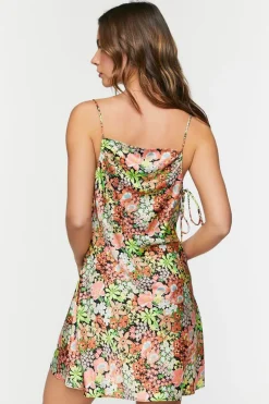 Floral Cowl Drawstring Cami Dress