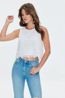 Floral Crochet Eyelet Top