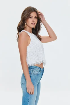 Floral Crochet Eyelet Top