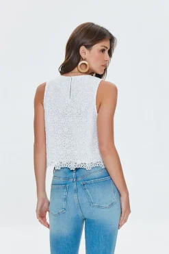 Floral Crochet Eyelet Top