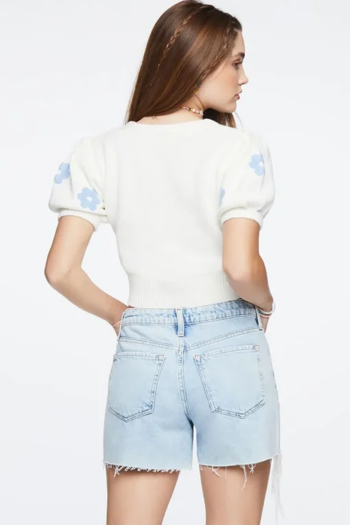 Floral Cropped Cardigan Sweater