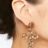 Floral Cross Drop Earrings