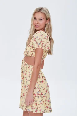 Floral Cutout Mini Dress