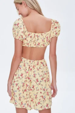 Floral Cutout Mini Dress
