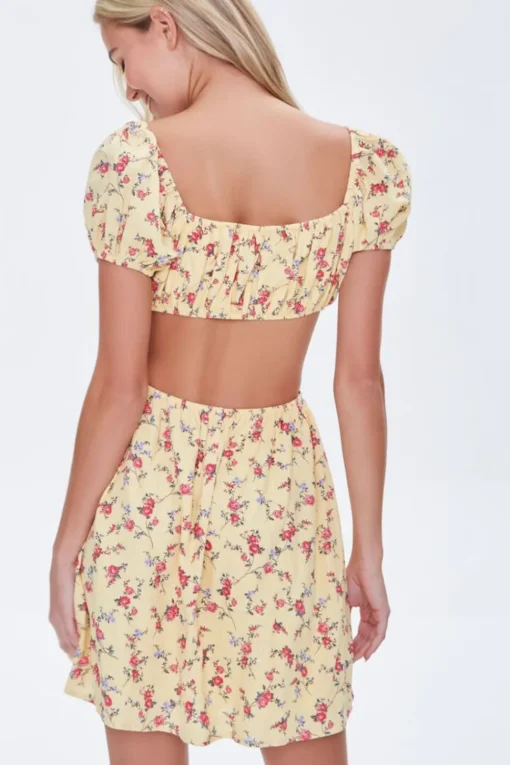 Floral Cutout Mini Dress