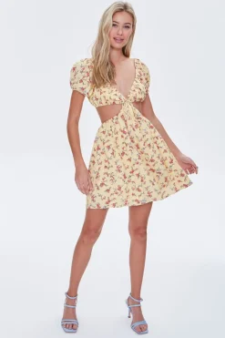 Floral Cutout Mini Dress