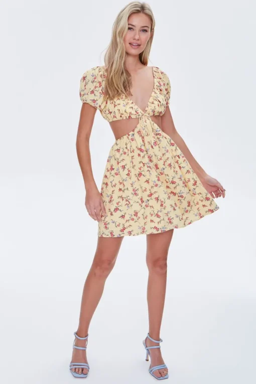 Floral Cutout Mini Dress