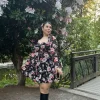 Floral Cutout Tiered Mini Dress