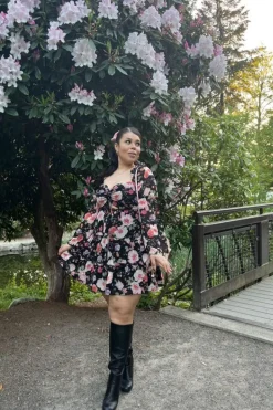 Floral Cutout Tiered Mini Dress