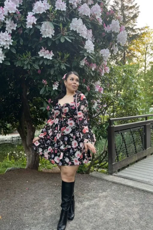 Floral Cutout Tiered Mini Dress