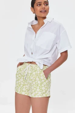 Floral Drawstring Twill Shorts